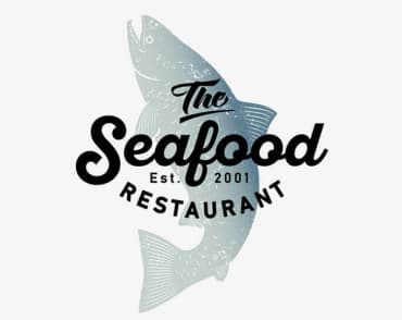 Логотип в виде рыбы со стилизированным названием ресторана